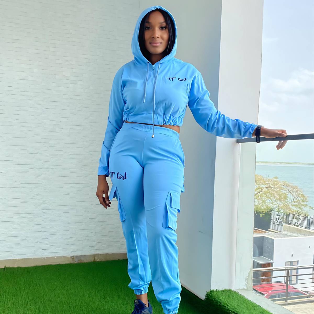Blue''IT Girl'' Hoodies Set