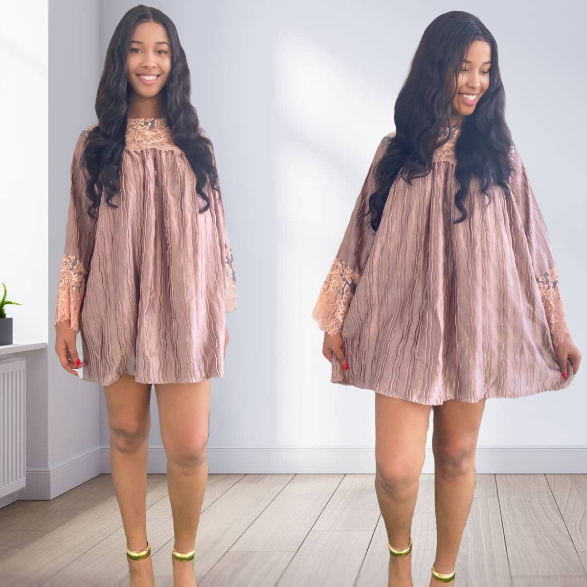 Elegant Crinkled Silk Dress