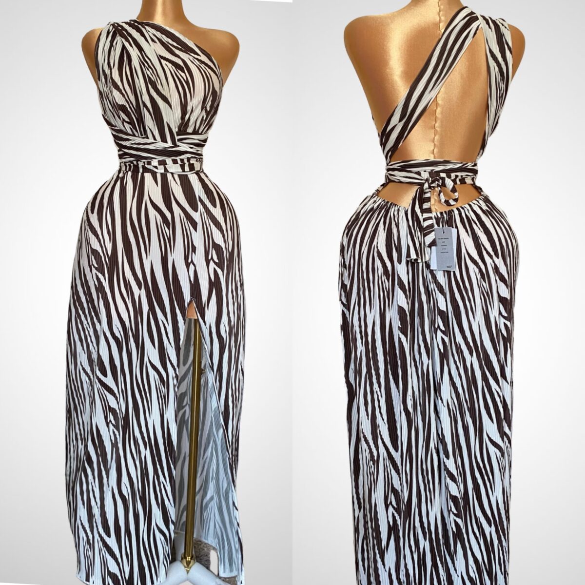 Elegant Backless Split Swing Dress
