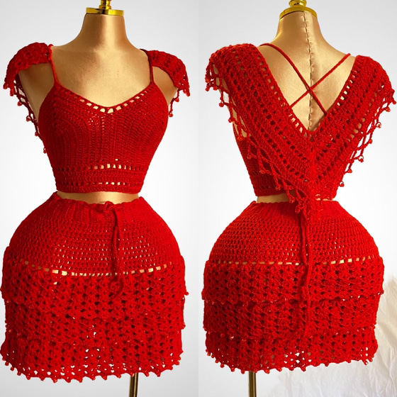 HIPPIE V-NECK CROTCHET 2 PIECE BEACH WEAR/ PARTY WEAR