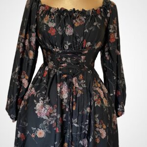 STYLISH FLORAL SILK FLARE DRESS
