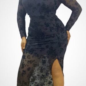 ASYMMETRICAL NECK FRONT SLIT DRESS