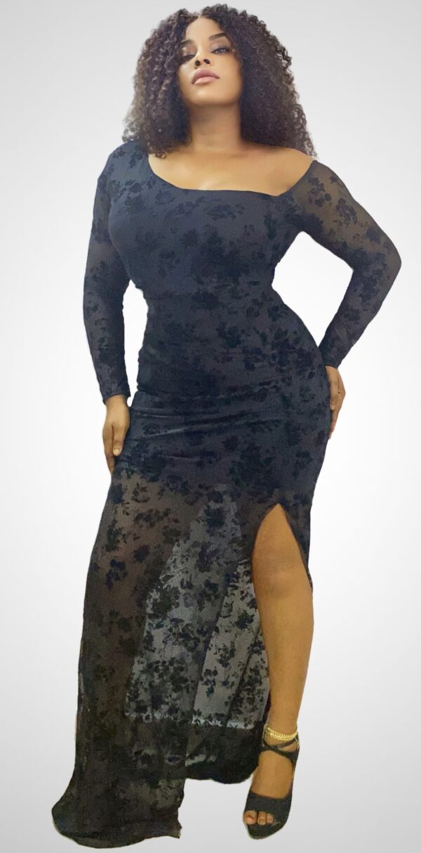 ASYMMETRICAL NECK FRONT SLIT DRESS